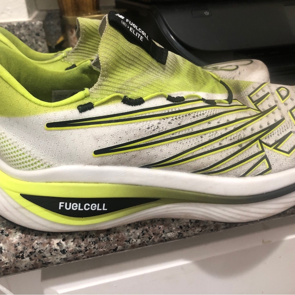 New Balance FuelCell Elite Green and White Athletic Shoes